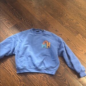 Madhappy Blue Crewneck Sweater with Multicolor Logo